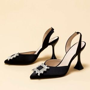Amina Muaddi inspired Rhinestone Slingback Pumps
